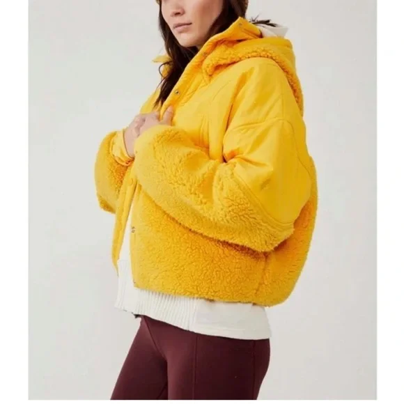 NWOT FP Movement Adventure Awaits Fleece Sherpa Jacket in Orangeade - XS - Picture 3 of 6